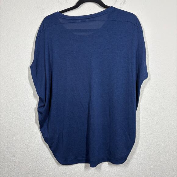 Vince Womens Size XS Boxy Crew Neck Top Blouse Navy Blue Pullover Circle Tee - Picture 2 of 7